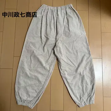 나카가와 마사시치 상점 몸빼 팬츠 베이지 / 스트라이프 프리 사이즈