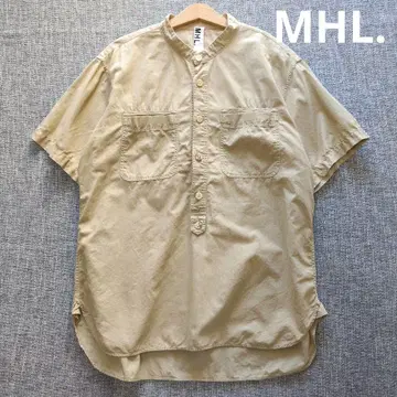 MHL 코튼 린넨 풀오버 셔츠 박스 실루엣 일본제