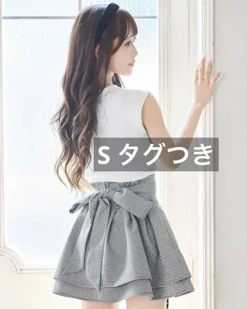S 미셸 마카롱 슬림 레그 리본 스커트 블랙 화이트 이너 팬츠 포함