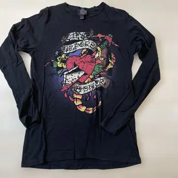 Ed Hardy 하트와 꽃 긴팔 티셔츠 M