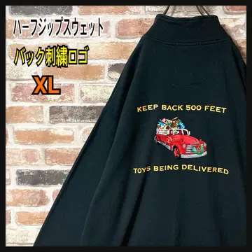 [인기] 하프 지퍼 맨투맨 맨투맨 백 로고 자수 로고 블랙 XL