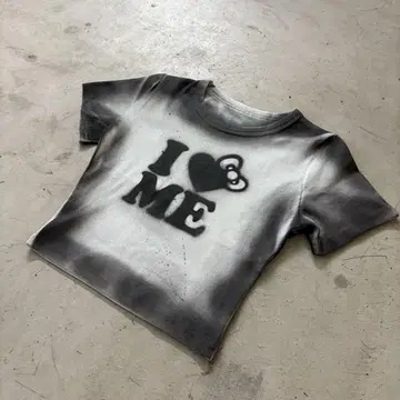 y2k opium 피치T I LOVE ME 미니 tee 쪼그미T 그런지