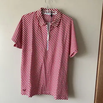 LACOSTE 빨흰 스트라이프 폴로셔츠 040