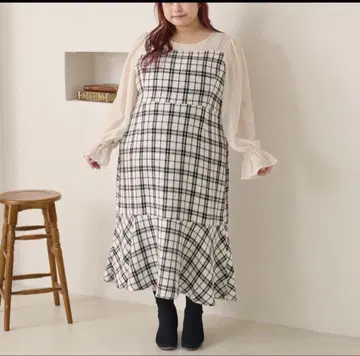 3L Louiosy 시어 절개 트위드 머메이드 원피스 오프
