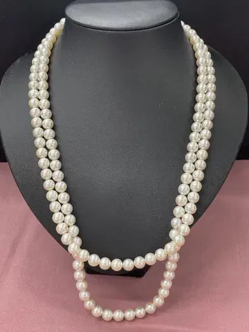 [TR] 2단 펄 목걸이 클로징 실버 약 8mm 55cm 여성용 액세서리