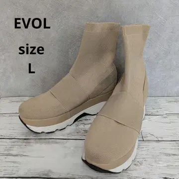 EVOL 이볼 스니커즈 밑창 니트 부츠 베이지 L 24cm