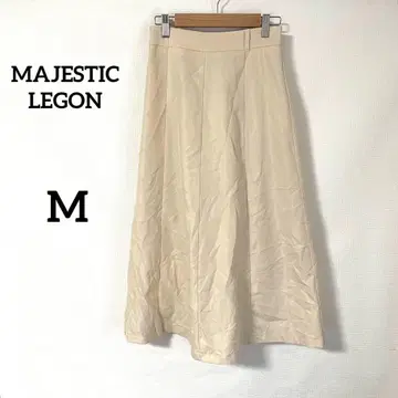 [마제스틱 레곤] 플레어 스커트 M 베이지 허리밴딩 롱 기장