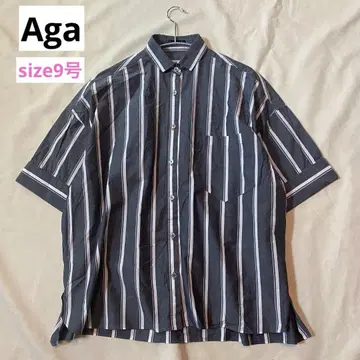 Aga 아가 오버 실루엣 스트라이프 셔츠 회색 계열 사이즈 9호