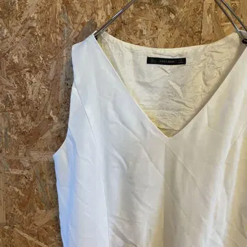 AE8672 ZARA BASIC 슬리브리스 원피스 화이트 오렌지