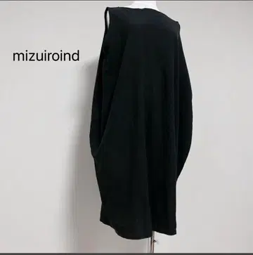 미즈이로 인드 블랙 원피스 슬리브리스 코튼 원피스 블랙 무지