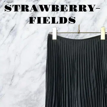 S [양품] STRWBERRY-FIELDS 플리츠 스커트 무릎 아래 블랙