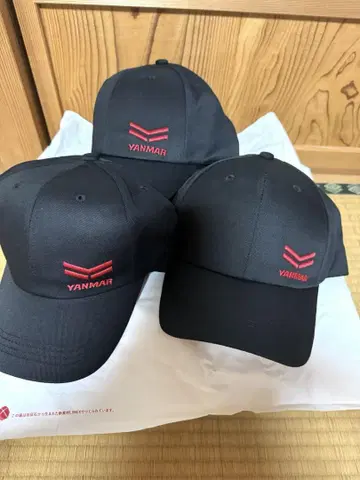 YANMAR 캡 3개 세트 검정/빨강 얀마 모자