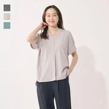 [스고나노 발수] 린넨 라이크 스키퍼 블라우스