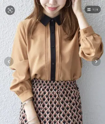 컨디션 최상 ships any 쉽스에니 조젯 포인트 칼라 셔츠
