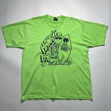 90s 스크린스타즈 USA 빈티지 티셔츠 XL 형광 연두 서퍼 6923