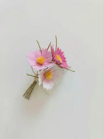 염색 천 꽃* 작은 코스모스 코사지