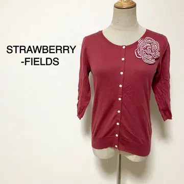 STRAWBERRY-FIELDS 로즈핑크 컬러 코사지 가디건