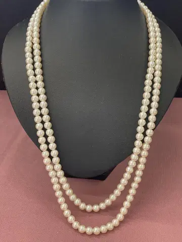 [TR] 2연 펄 목걸이 클로징 실버 약 7.2mm 60cm
