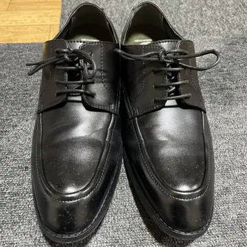 블랙 가죽 레이스업 슈즈