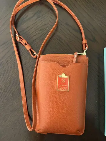 오렌지 가죽 스마트폰 숄더백 박스 포함