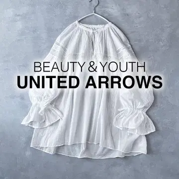 B&Y 유나이티드 애로우즈 셔츠 블라우스 핀턱 루즈핏 화이트 긴팔