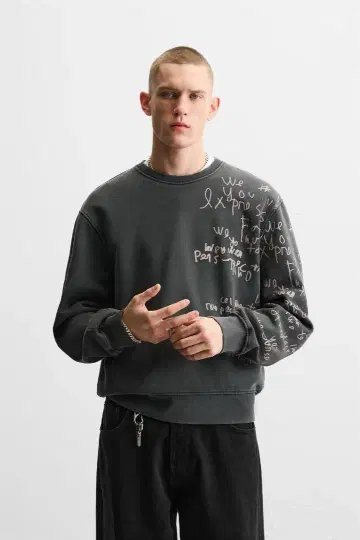 ZARA 자라 텍스트 프린트 스웨트 셔츠 M 완판템