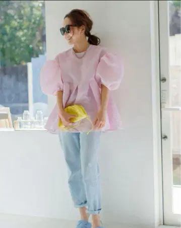 Bluelea 블루레아 실키 자카드 블라우스 핑크