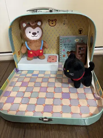 오오데 유카코 컬리 봉제 인형 트렁크 굿즈 캐릭터 검은 고양이 미니