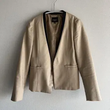 Demi-Luxe 빔즈 바이컬러 노카라 자켓 36 베이지