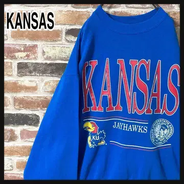 [인기] KANSAS 캔자스 맨투맨 칼리지 로고 빅 로고 XL 파랑