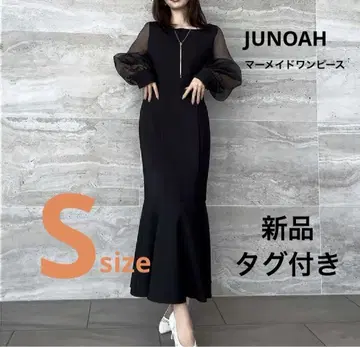 [새 상품] JUNOAH 시어 볼륨 슬리브 머메이드 원피스 S