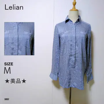 Leilian 레리안 스트라이프 셔츠 튜닉 기장 긴팔 블루 계열 새상품급