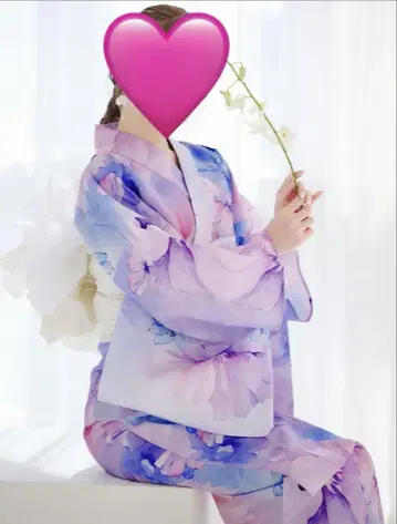 수채화 플라워 무늬 유카타