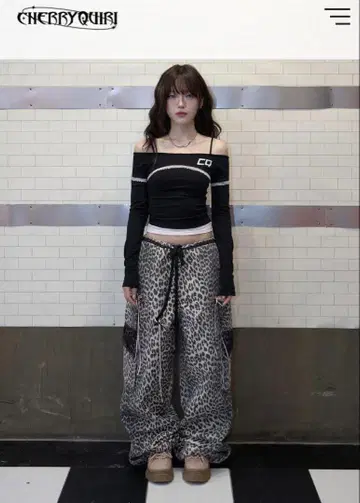 cherry quiri 레오파드 레이스 카고 팬츠