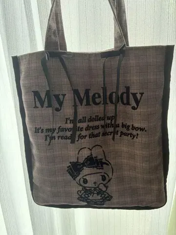 My Melody 마이멜로디 체크 무늬 토트백