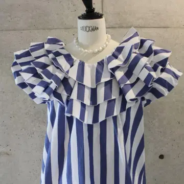 [새상품급] JNHearts Frill Stripe blouse Navy