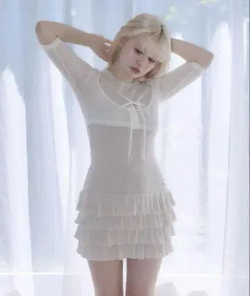 andmary sophia frill set dress beige