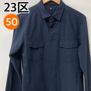 23구 셔츠 워크 셔츠 긴팔 카라 부착 네이비 50 [ CT1413 ]