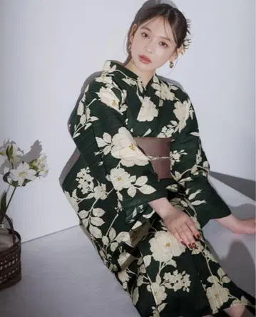 sugar 녹색 꽃무늬 유카타 세트