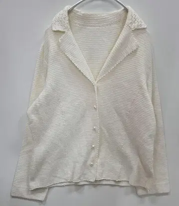 leilian 레리안 화이트 니트 가디건 레이스 옷깃 y06