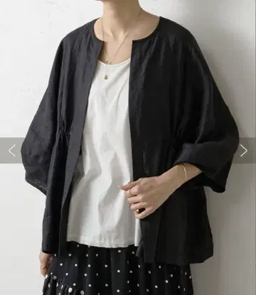 BEARDSLEY 린넨 겉옷 노카라 블랙 F