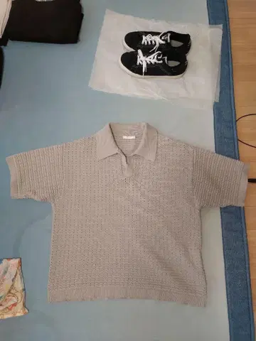 WYM LIDNM TUCK SKIPPER KNIT POLO 그레이