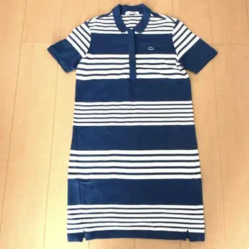 LACOSTE 폴로 원피스 36 블루 화이트 보더 골프 스포츠