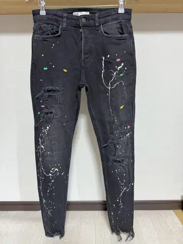 페인트 ZARA MAN 데미지 스키니 데님 블랙