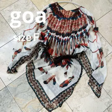 최종 가격 고아 [goa] 깃털 무늬 쉬폰 상의 기믹 y2k 레어