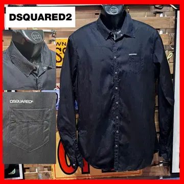 큰 사이즈! Dsquared2 리페어 가공 스트레치 로고 자수 긴팔 셔츠