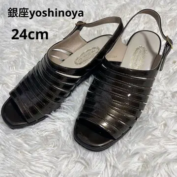새상품급 긴자 요시노야 24 샌들 백 스트랩 에나멜 롱셀러
