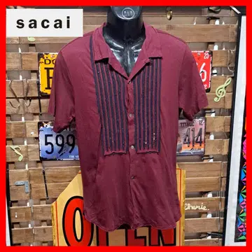 sacai 사카이 스팽글 플리츠 오픈 카라 반팔 셔츠 2