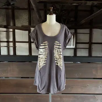 LIMI feu 본 프린트 튜닉 티셔츠 그레이 계열 S