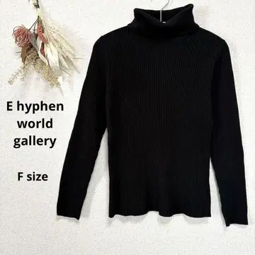 E hyphen world gallery 리브 니트 터틀넥 블랙 긴팔 F